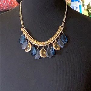 Estate rhinestone necklace blue/yellow